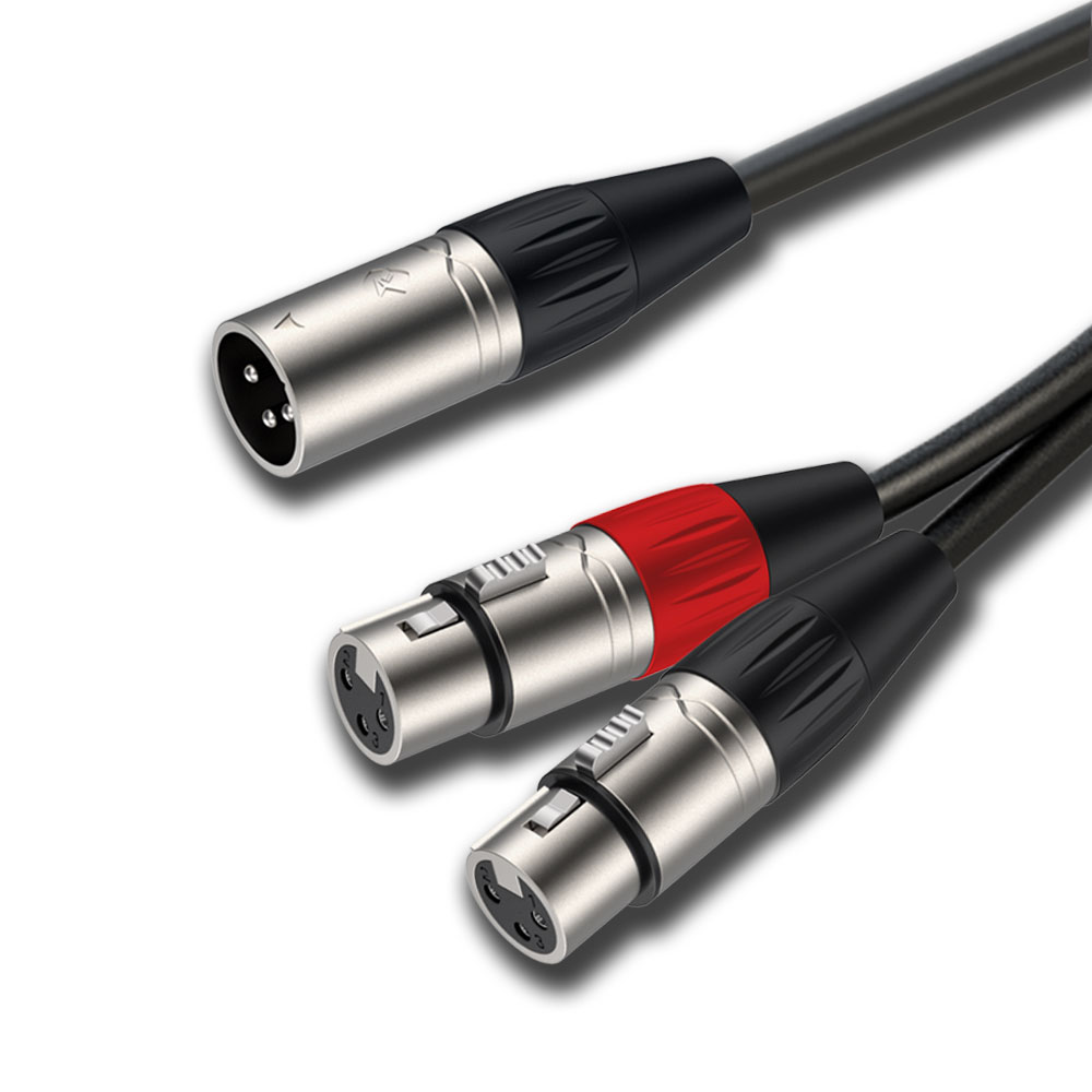 כבל מפצל XLR זכר ל2 נקבה 